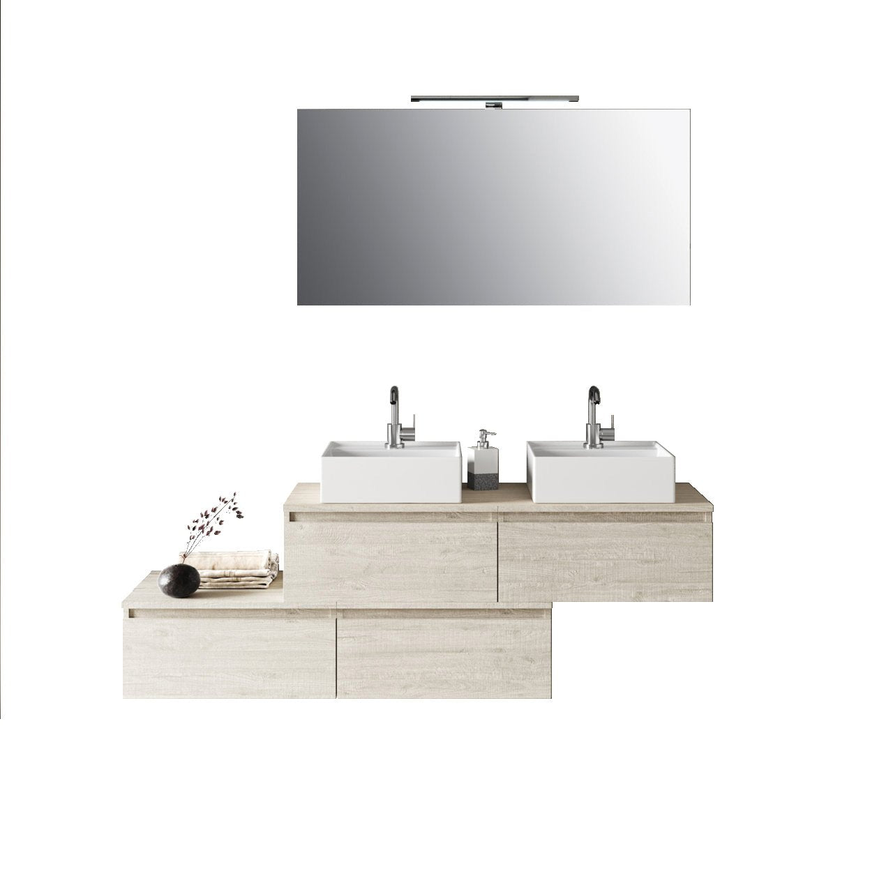 Mobile bagno composizione doppio lavabo 8 pezzi ASTRA colore sherwood 