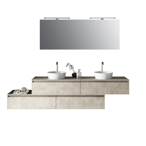 Mobile bagno composizione doppio lavabo 9 pezzi ASTRA colore avana