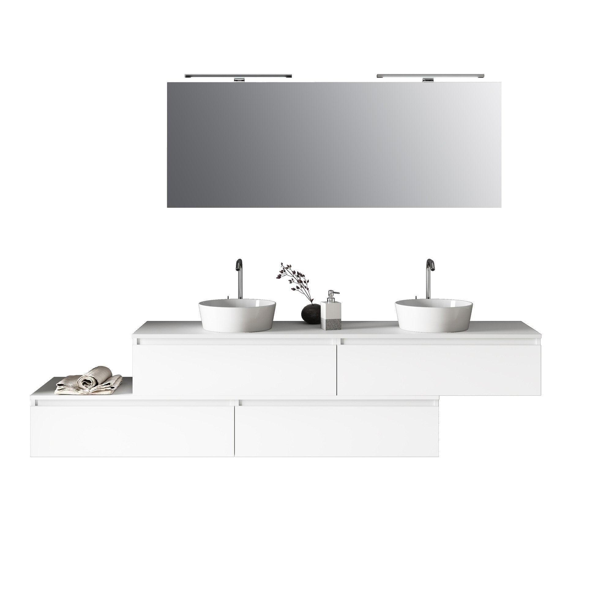 Mobile bagno composizione doppio lavabo 9 pezzi ASTRA colore bianco