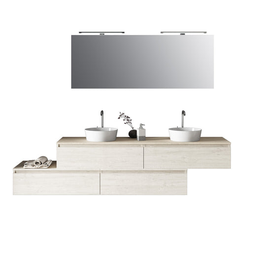 Mobile bagno composizione doppio lavabo 9 pezzi ASTRA colore sherwood 