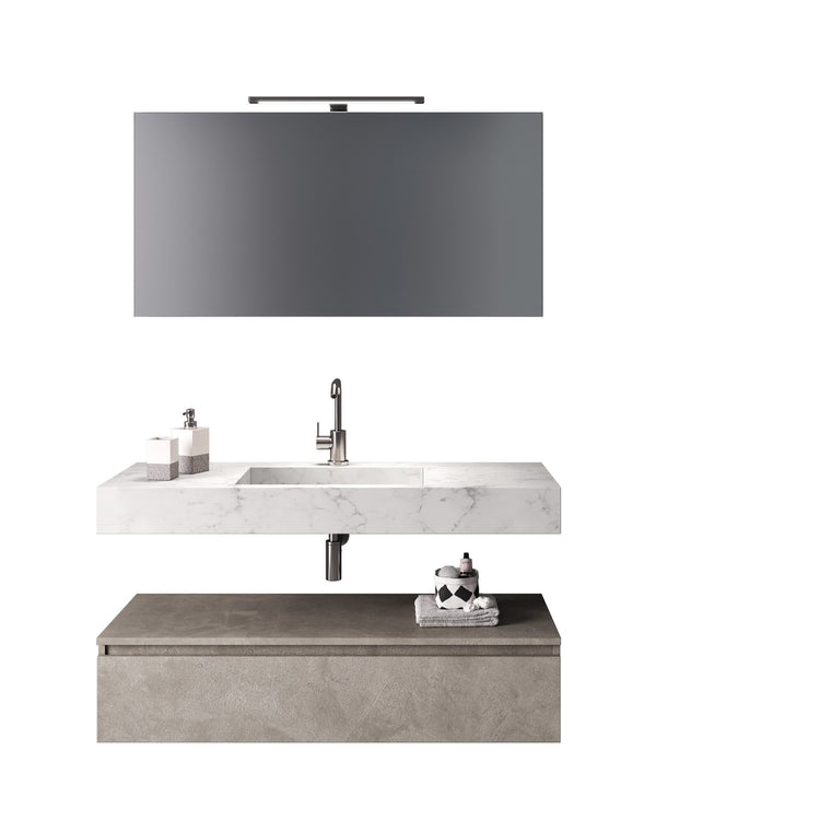 Mobile bagno composizione 5 pezzi ASTRA marmo carrara/colore avana pietra