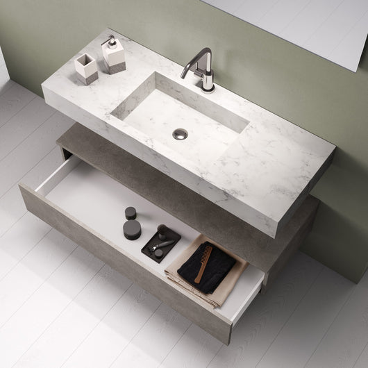 Mobile bagno composizione 5 pezzi ASTRA marmo carrara/colore avana pietra