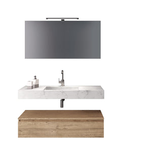 Mobile bagno composizione 5 pezzi ASTRA marmo carrara/colore rovere miele