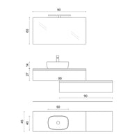 Composizione 5 pezzi ASTRA pietra lavica_140x45x190