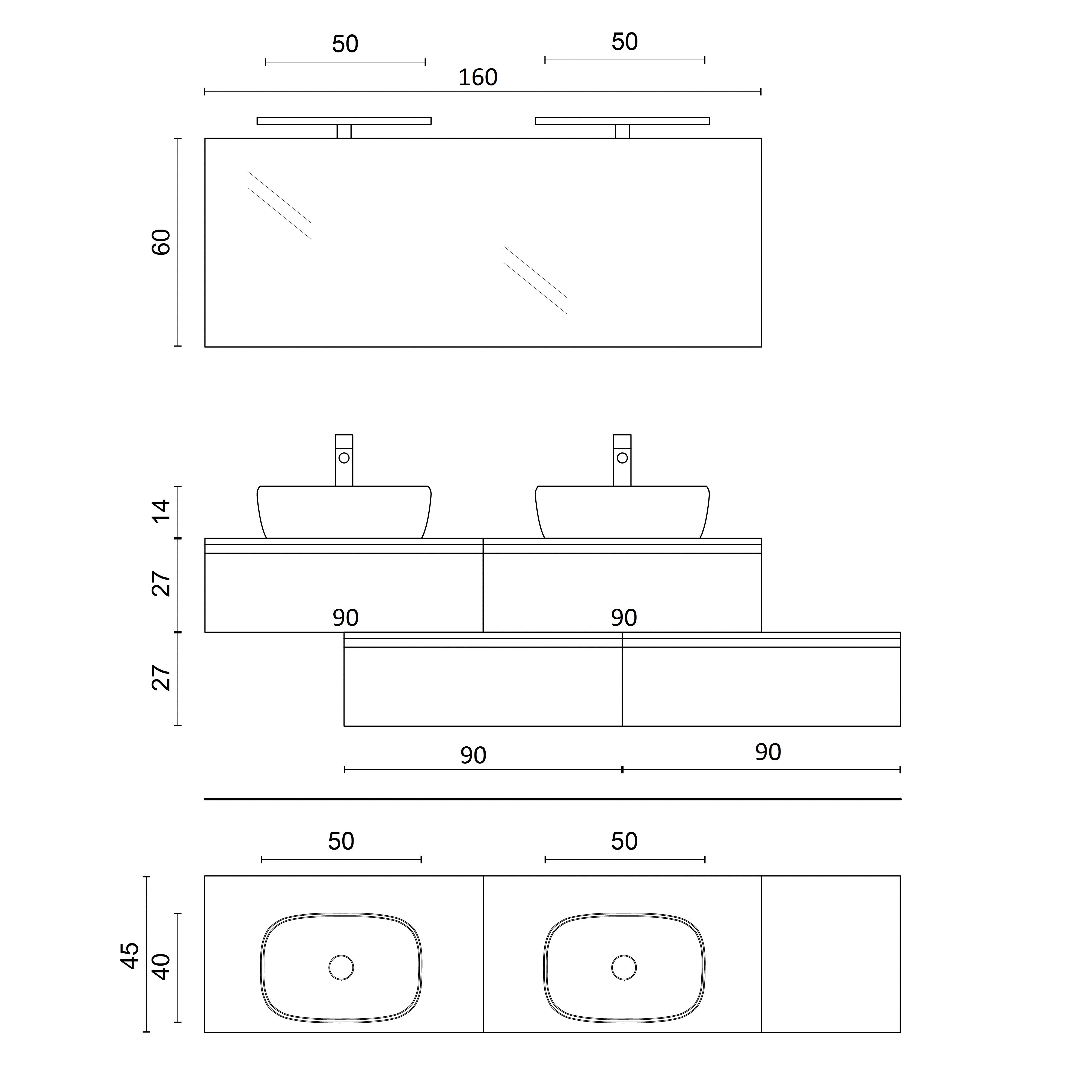 Composizione doppio lavabo 9 pezzi ASTRA rovere naturale