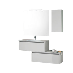 Mobile bagno composizione 6 pezzi L.150 P.46,5 H.190 cm AURORA colore bianco