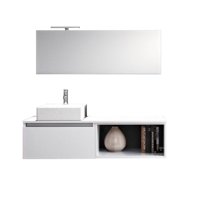 Mobile bagno composizione 6 pezzi L.140 P.46,5 H.190 cm AURORA colore bianco