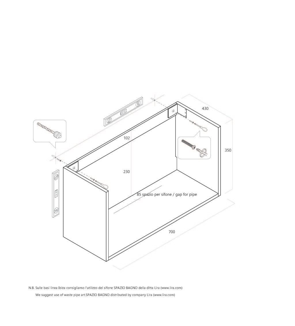 Mobile bagno composizione 6 pezzi L.140 P.46,5 H.190 cm AURORA colore ossido