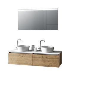 Composizione doppio lavabo 6 pezzi AURORA rovere miele