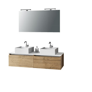 Composizione doppio lavabo 8 pezzi AURORA rovere miele