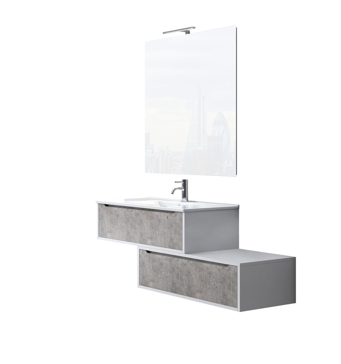 Mobile bagno composizione 5 pezzi GIOVE colore cemento