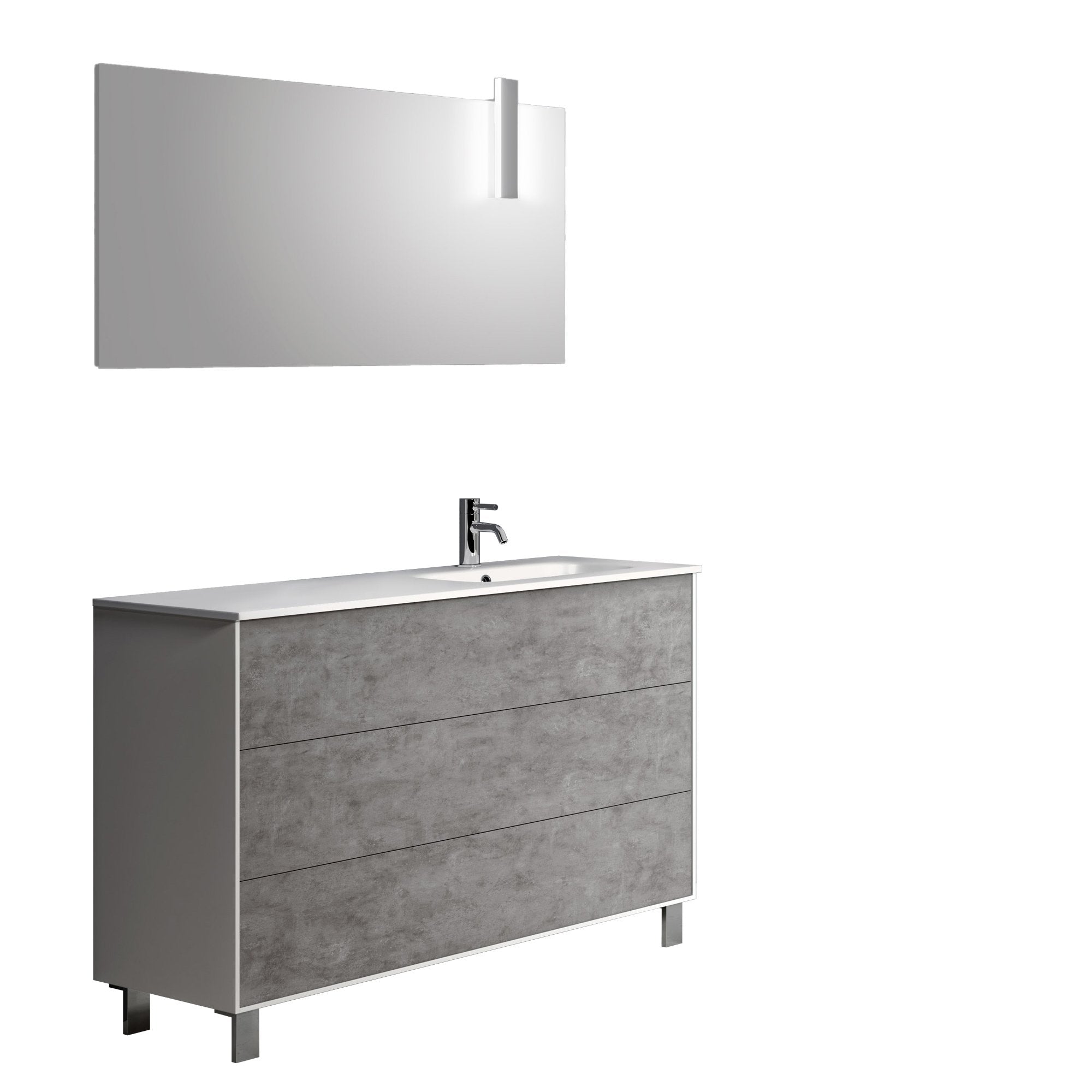 Mobile bagno composizione vasca DX 4 pezzi L.121 P.46,5 H.190 cm IGEA colore cemento