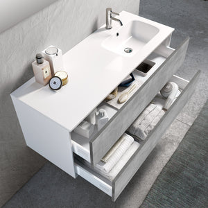 Mobile bagno composizione vasca DX 4 pezzi L.121 P.46,5 H.190 cm IGEA colore cemento