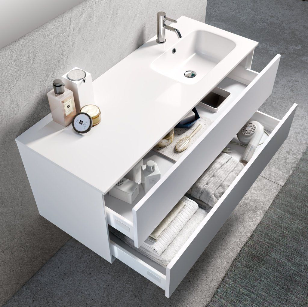 Mobile bagno composizione vasca DX 4 pezzi L.121 P.46,5 H.190 cm IGEA colore bianco opaco