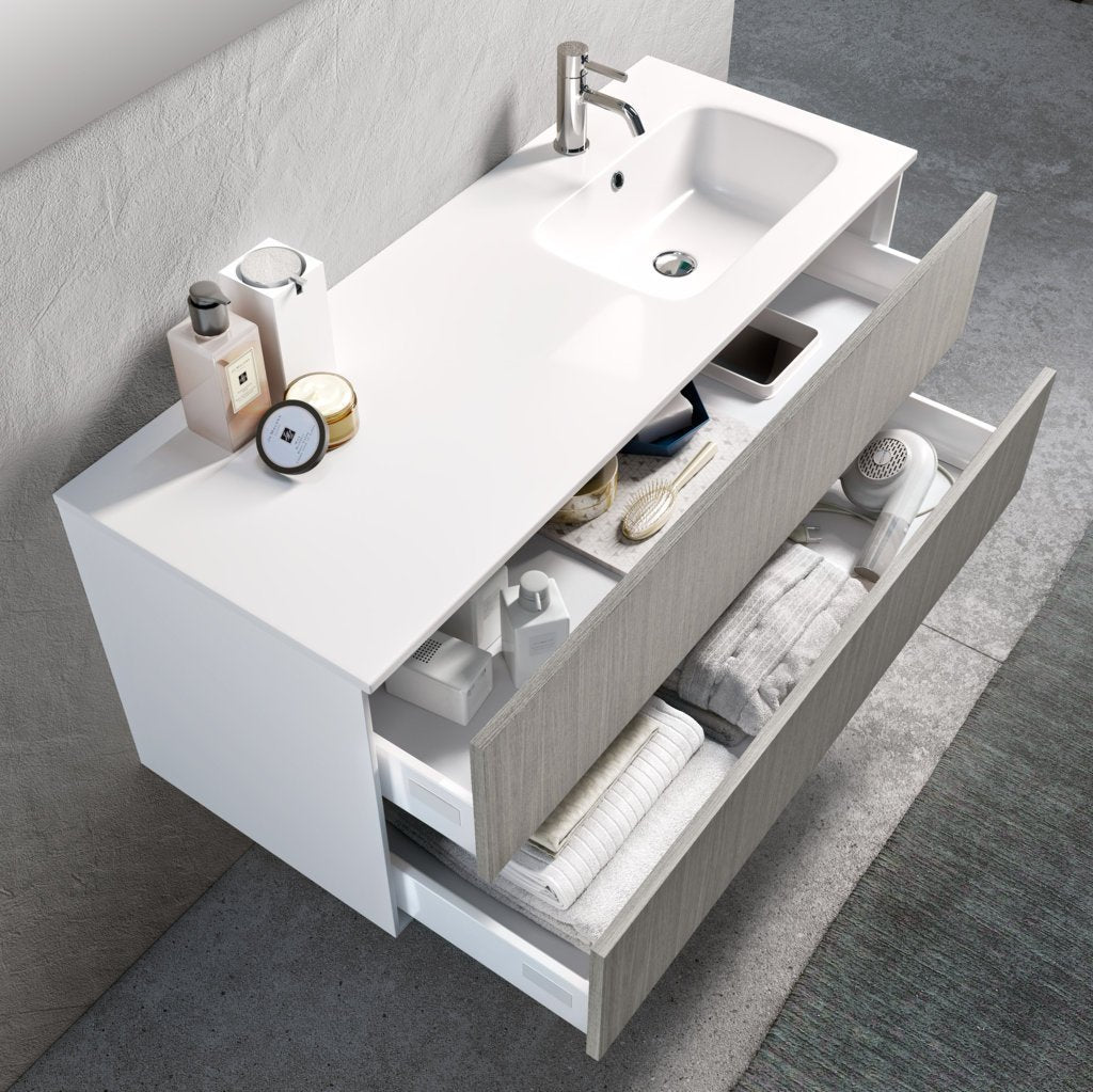 Mobile bagno composizione vasca DX 4 pezzi L.121 P.46,5 H.190 cm IGEA colore pino artico