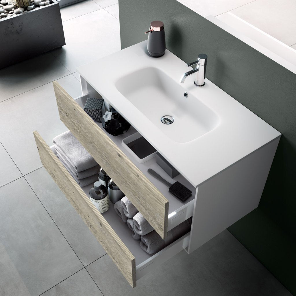 Mobile bagno composizione 4 pezzi L.121 P.46,5 H.190 cm IGEA colore pino artico