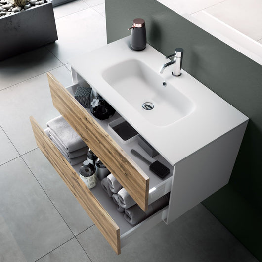 Mobile bagno composizione 4 pezzi L.121 P.46,5 H.190 cm IGEA colore rovere miele