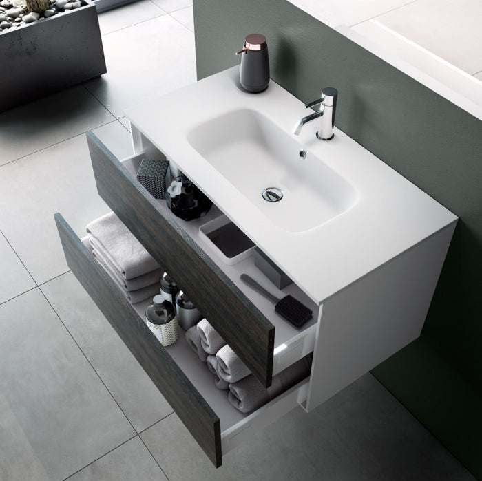 Mobile bagno composizione 4 pezzi L.121 P.46,5 H.190 cm IGEA colore testa di moro