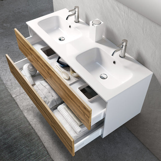 Mobile bagno composizione doppia vasca 5 pezzi IGEA colore rovere miele