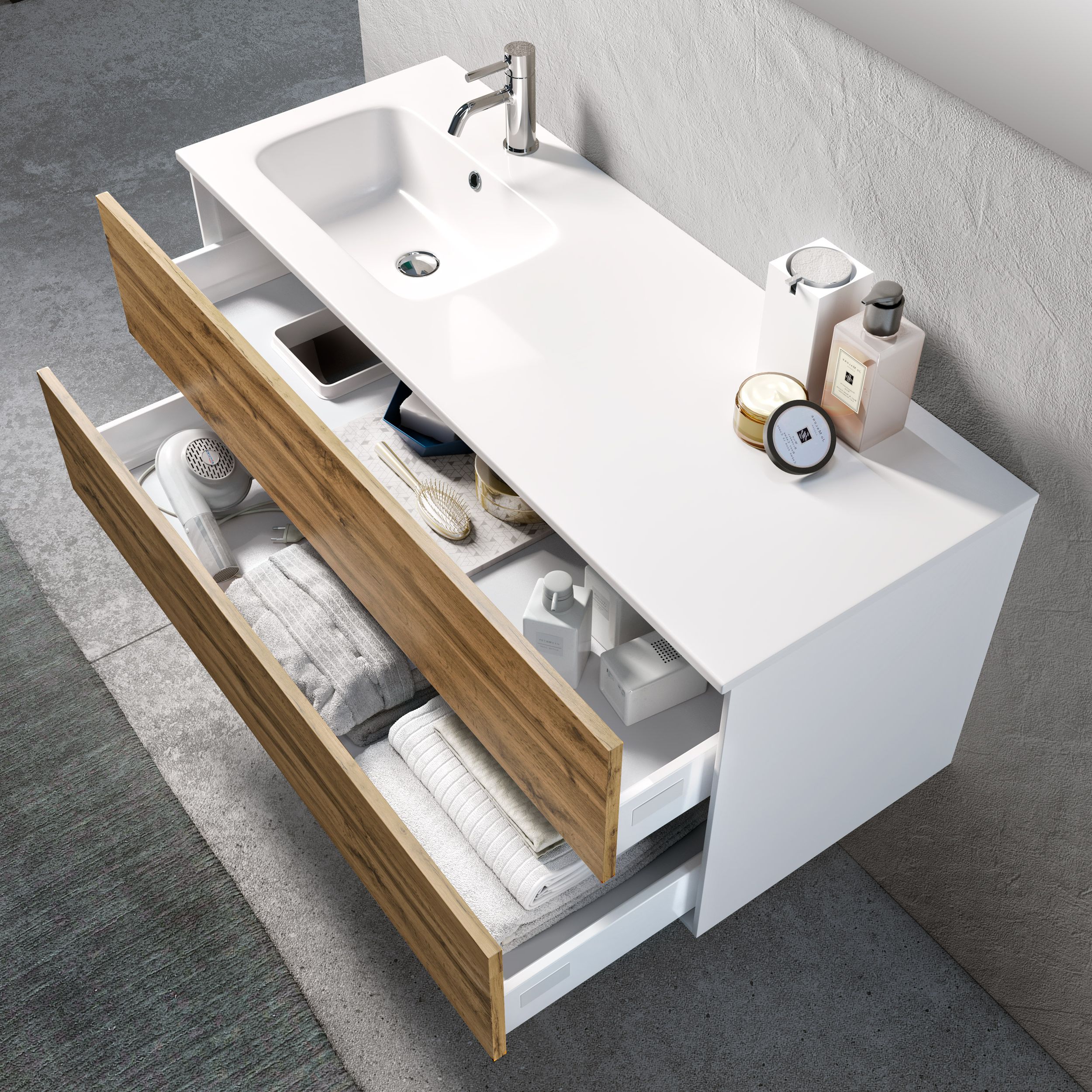 Mobile bagno composizione vasca SX 4 pezzi IGEA colore rovere miele