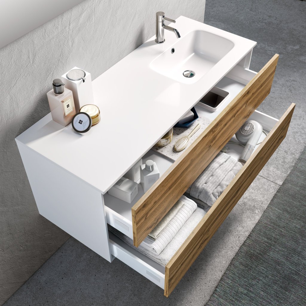 Mobile bagno composizione 3 pezzi L.120 P.45 H.190 cm IGEA colore rovere miele