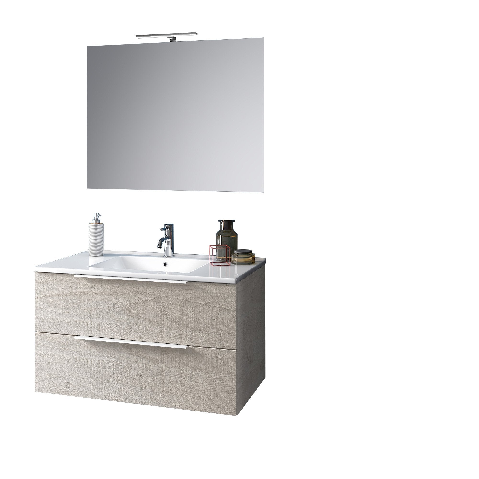 Mobile bagno composizione 4 pezzi L.91 P.46,5 H.190 cm LARISSA colore sherwood