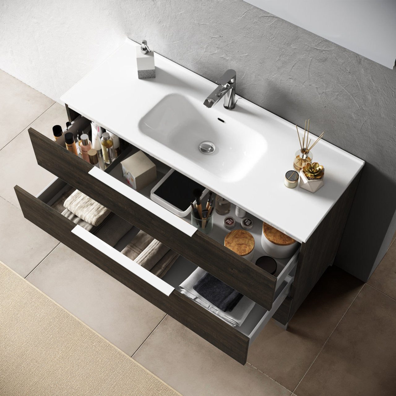 Mobile bagno composizione 4 pezzi L.91 P.46,5 H.190 cm LARISSA colore testa di moro