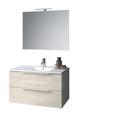 Mobile bagno composizione 4 pezzi L.101 P.46,5 H.190 cmLARISSA colore rovere alaska 