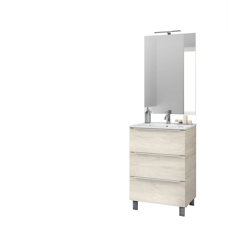 Mobile bagno composizione 4 pezzi L.61 P.46,5 H.190 cm LARISSA colore rovere alaska