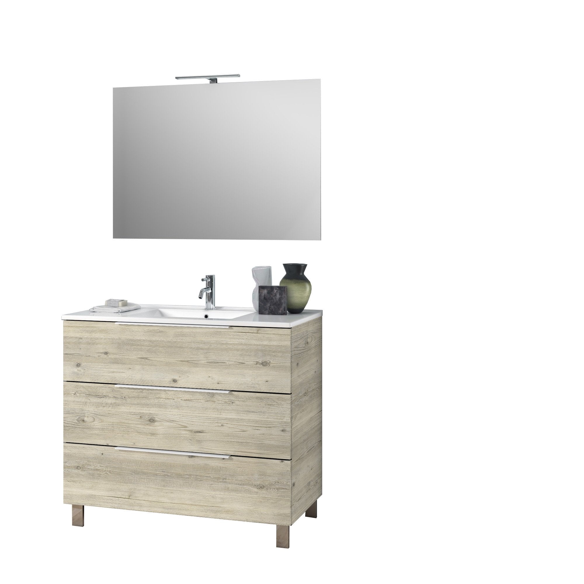 Mobile bagno composizione 4 pezzi L.81 P.46,5 H.190 cm LARISSA colore pino artico