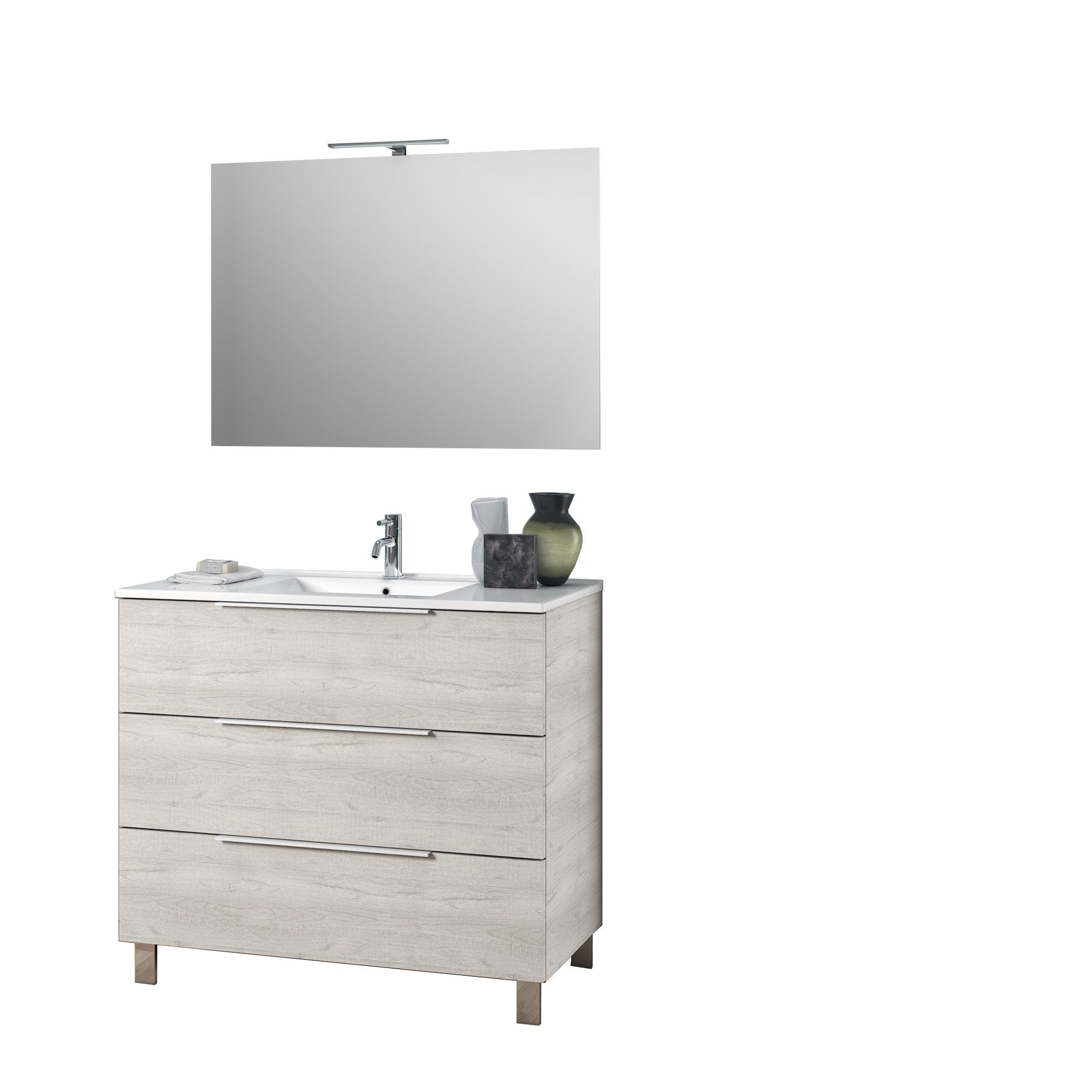 Mobile bagno composizione 4 pezzi L.101 P.46,5 H.190 cm LARISSA colore sherwood naturale