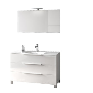 Mobile bagno composizione 4 pezzi L.121 P.46,5 H.190 cm LARISSA colore bianco lucido