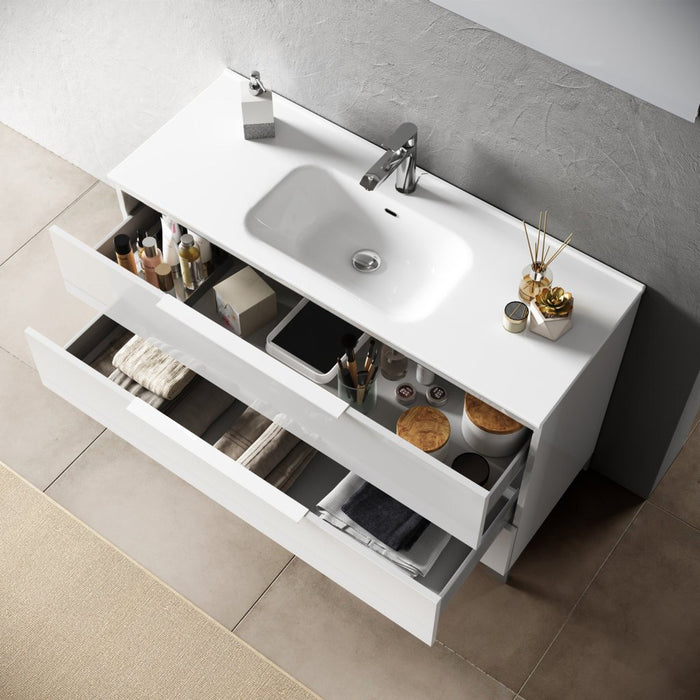 Mobile bagno composizione 4 pezzi L.121 P.46,5 H.190 cm LARISSA colore bianco lucido