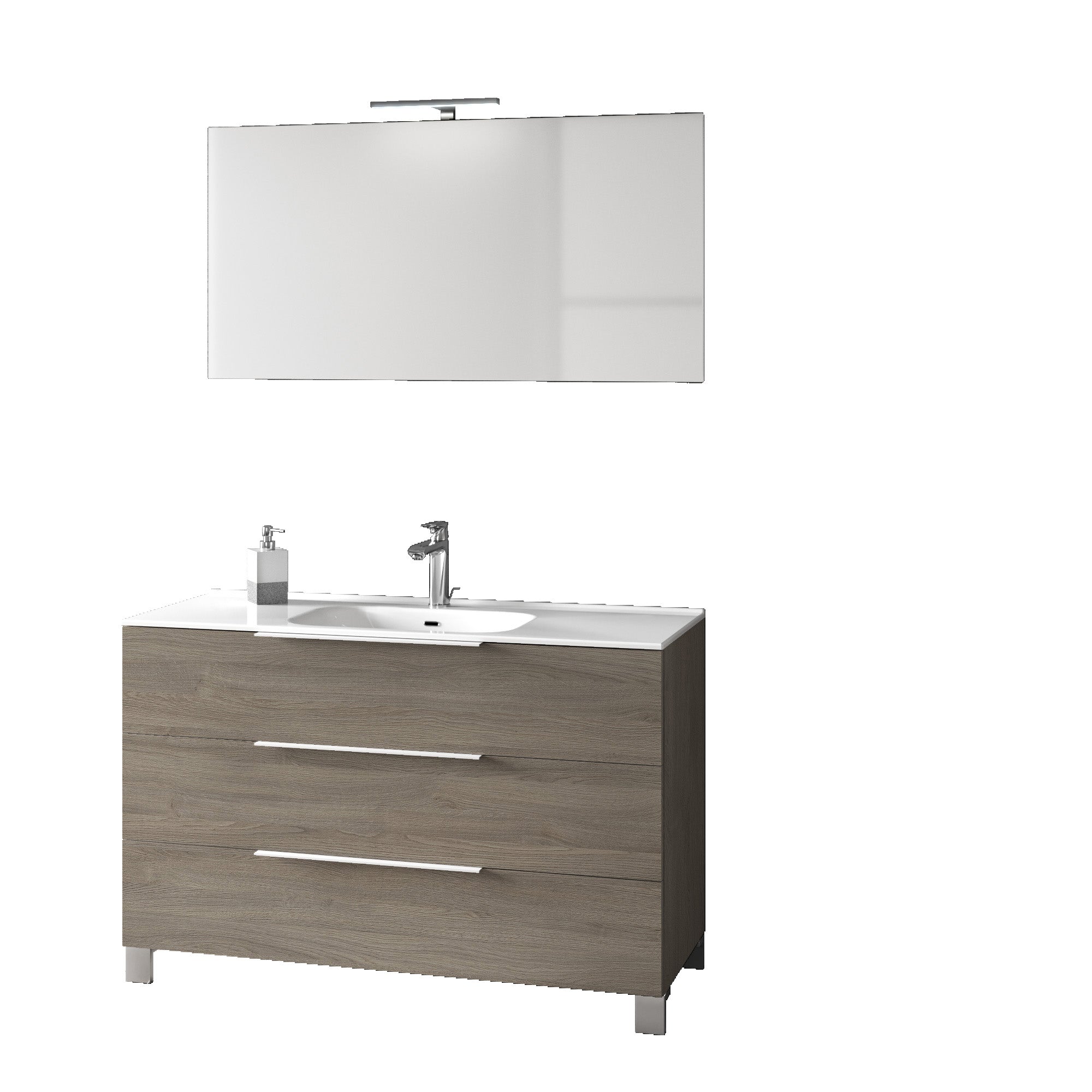 Mobile bagno composizione 4 pezzi L.121 P.46,5 H.190 cm LARISSA colore rovere cenere