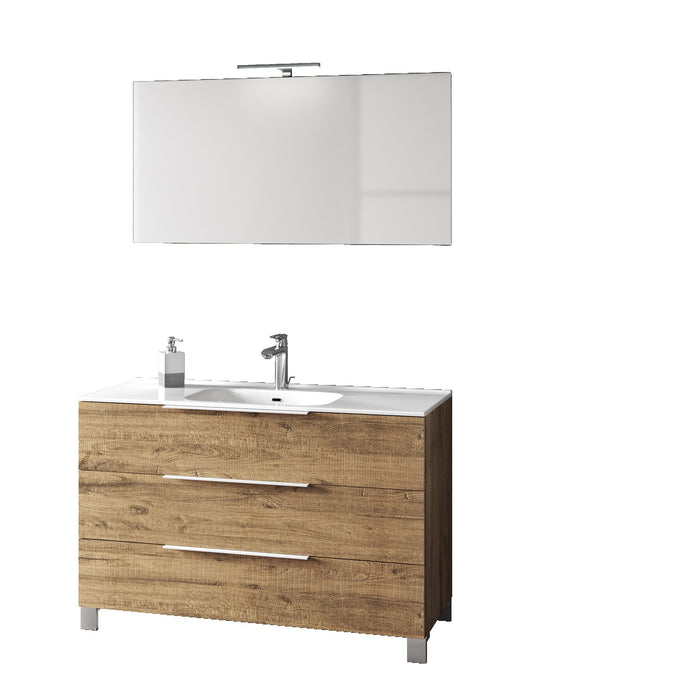 Mobile bagno composizione 4 pezzi L.121 P.46,5 H.190 cm LARISSA colore rovere miele