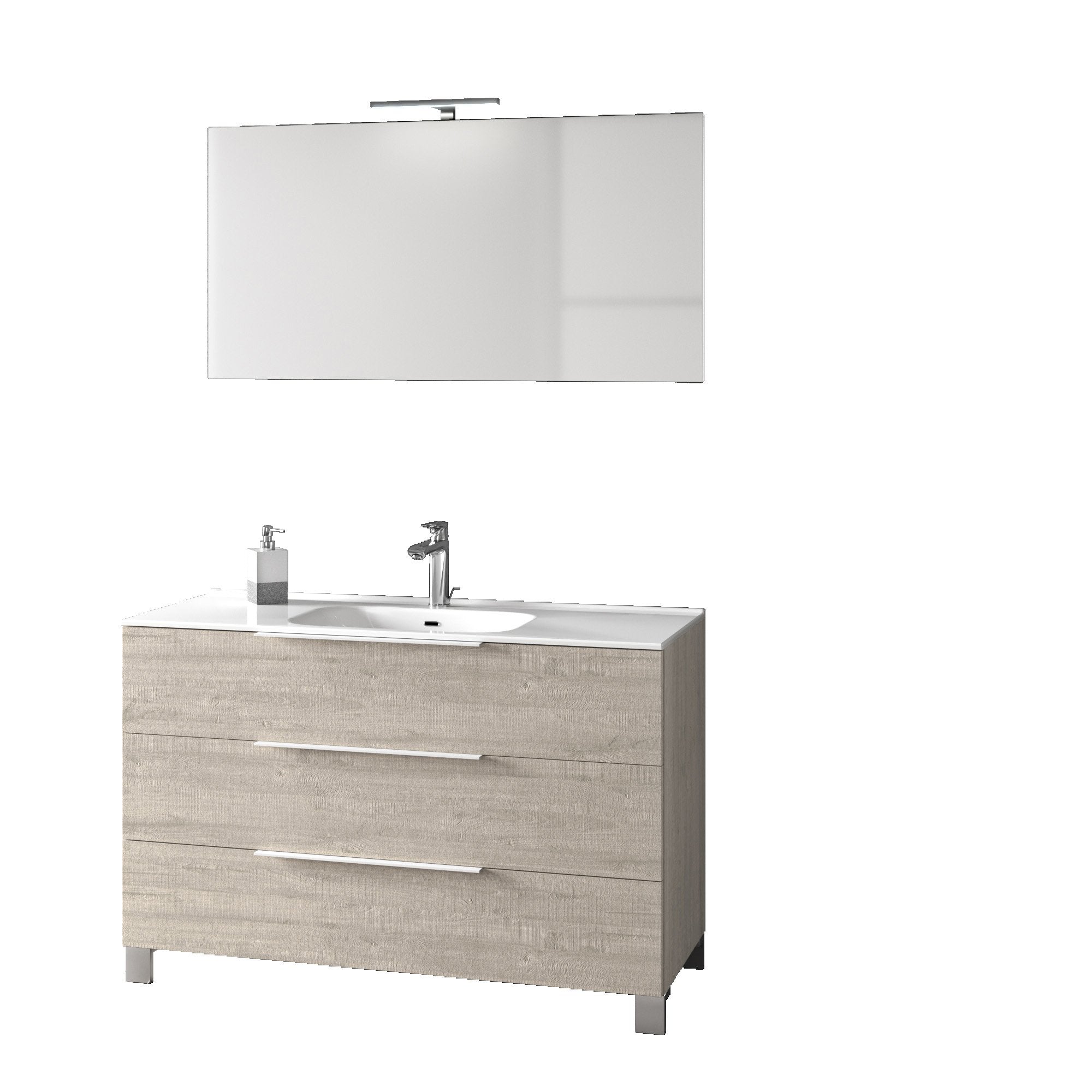 Mobile bagno composizione 4 pezzi L.121 P.46,5 H.190 cm LARISSA colore sherwood naturale