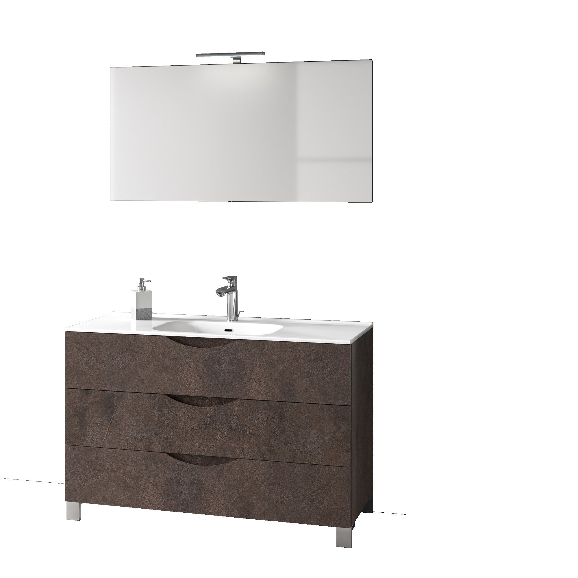 Mobile bagno composizione 4 pezzi L.121 P.46,5 H.190 cm PLUTONE colore marrone