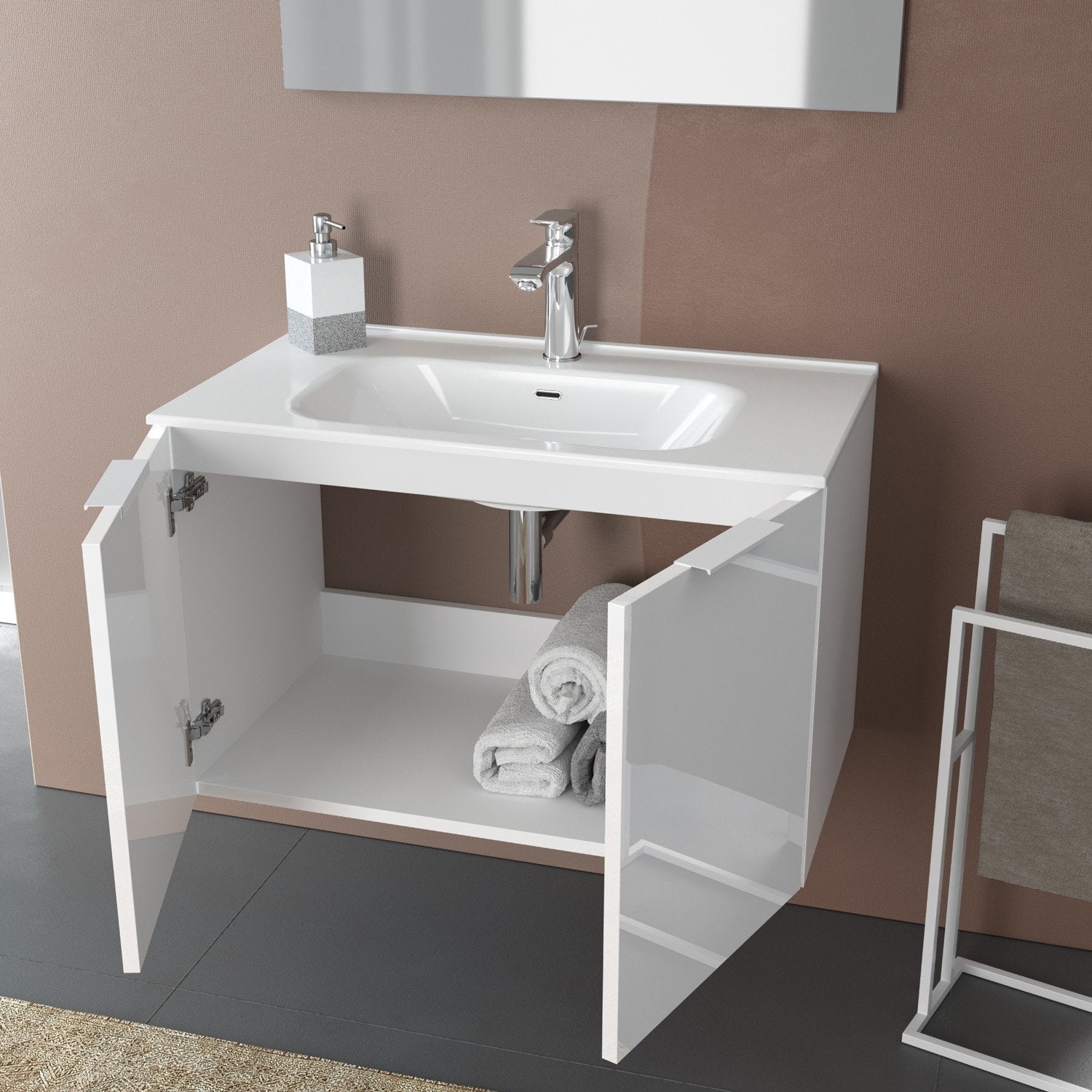 Mobile bagno composizione 4 pezzi L.101 P.46,5 H.190 cm SIRIO colore bianco lucido