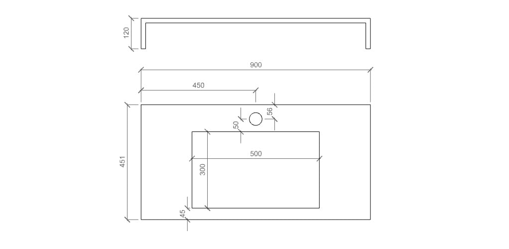 Top vasca integrata 90 ASTRA corten