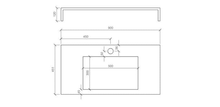 Top vasca integrata 90 ASTRA corten