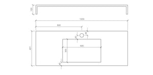 Top vasca integrata 120 ASTRA carrara