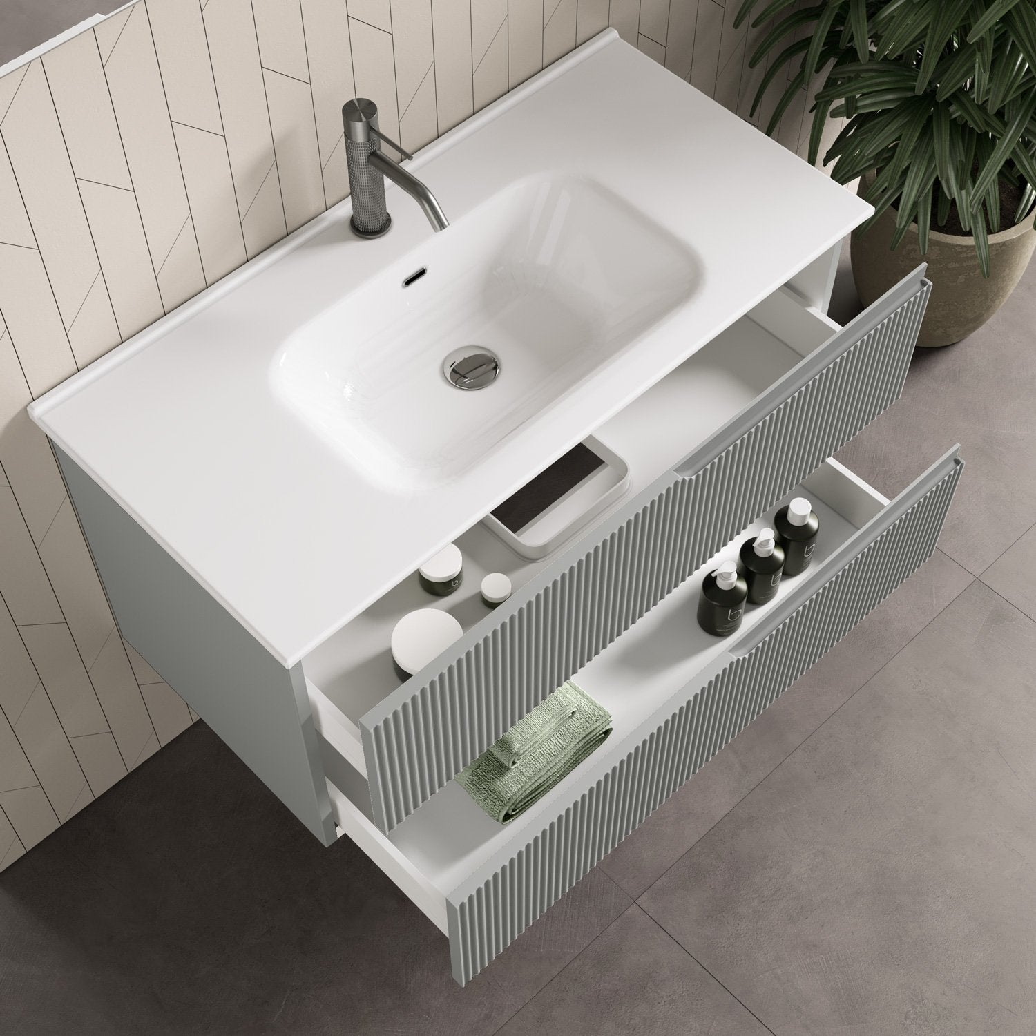 Mobile bagno composizione 4 pezzi L.81 P.46,5 H.190 cm VENERE colore grigio opaco