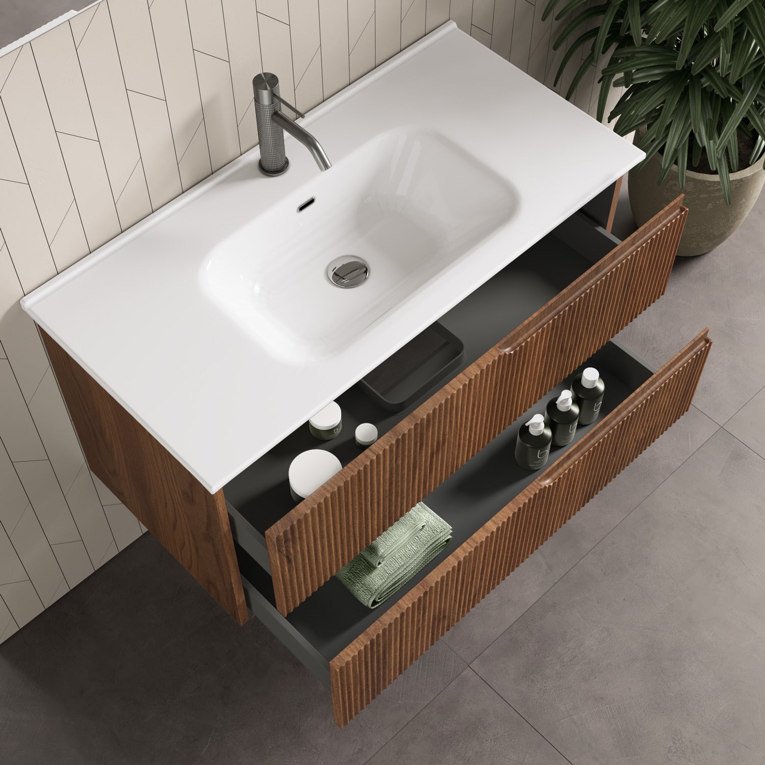 Mobile bagno composizione 4 pezzi L.81 P.46,5 H.190 cm VENERE colore rovere rio