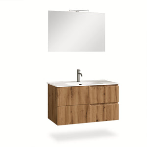 Mobile bagno composizione 4 pezzi L.91 P.46,5 H.190 cm VENERE colore quercia