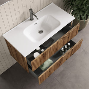 Mobile bagno composizione 4 pezzi L.91 P.46,5 H.190 cm VENERE colore quercia