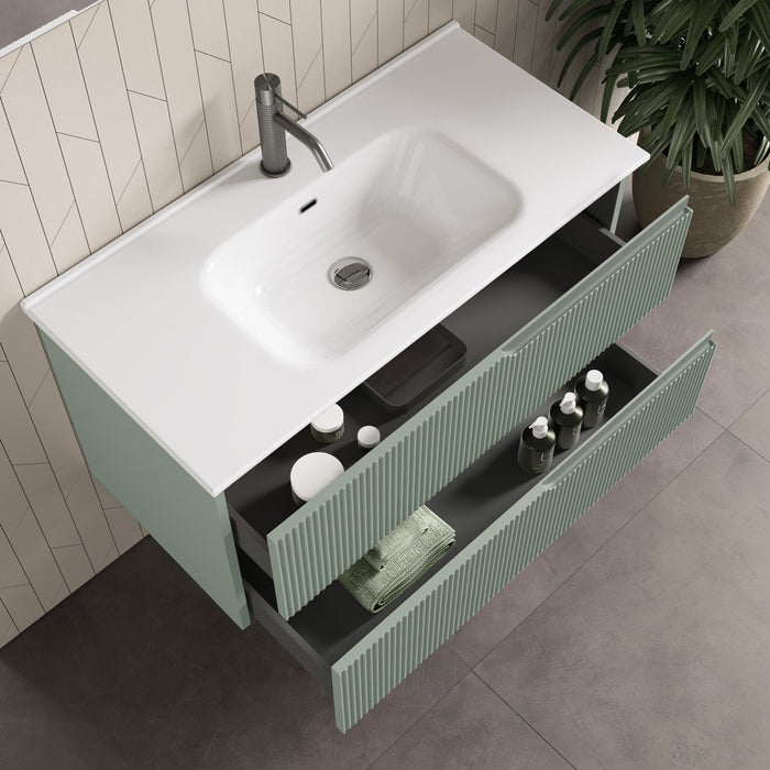 Mobile bagno composizione 4 pezzi L.91 P.46,5 H.190 cm VENERE colore verde salvia