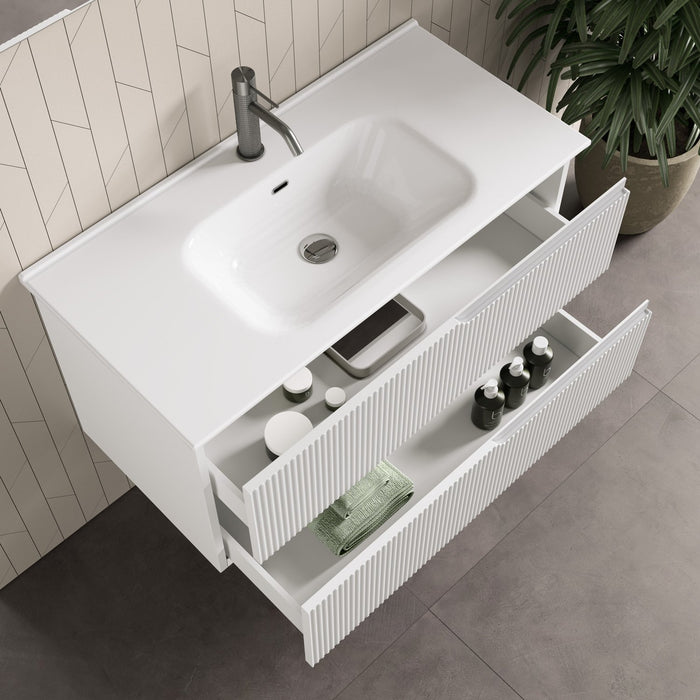 Mobile bagno composizione 4 pezzi L.101 P.46,5 H.190 cm VENERE colore bianco opaco