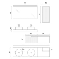 Composizione doppio lavabo 7 pezzi VENERE bianco / salvia