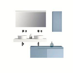 Composizione doppio lavabo 7 pezzi VENERE bianco / azzurro tiffany