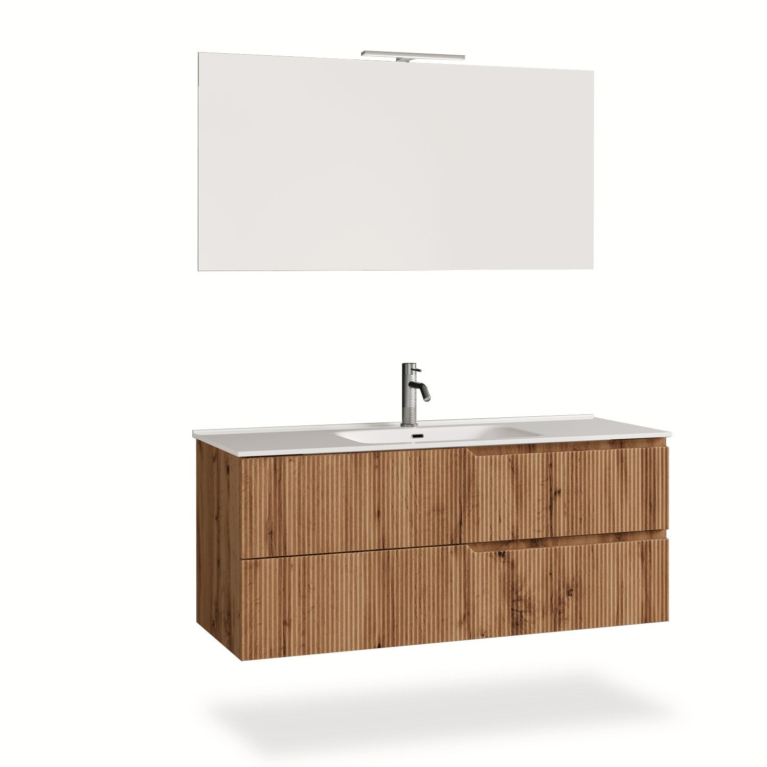 Mobile bagno composizione 4 pezzi L.121 P.46,5 H.190 cm VENERE colore quercia